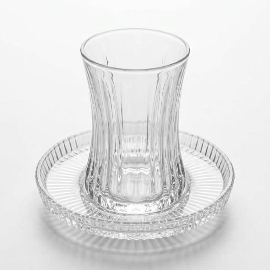 Glass Cup & Saucer Set 6 Pcs